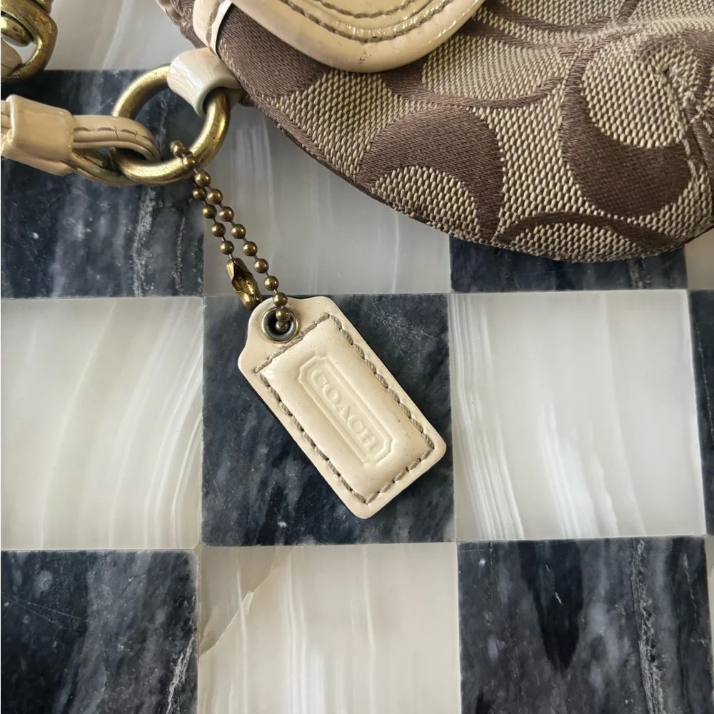 Coach Brown and Cream Wristlet - Picture 4 of 8